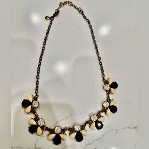 J. Crew Elegant Black and Cream Floral statement Necklace